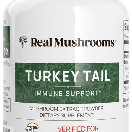 Real Mushrooms Turkey Tail Capsules – Organic Mushroom Extract, 200 Count