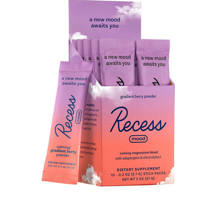 Recess Mood Powder – Calming Magnesium L-Threonate + L-Theanine (Gradient Berry, Pack of 10)