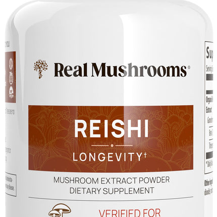 Real Mushrooms Reishi Capsules - Organic Red Reishi Extracts, 90 Ct, Vegan & Non-GMO