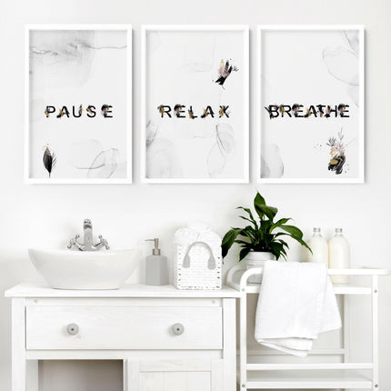 Wall decor for bathroom | set of 3 relaxing wall art