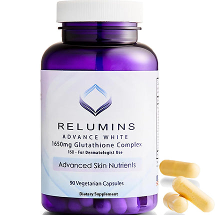 Relumins L-Glutathione Complex 1650mg – Halal & cGMP | 90 Capsules | Made in USA
