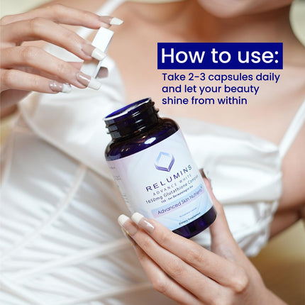 Relumins L-Glutathione Complex 1650mg – Antioxidant & Skin Health, Made in USA