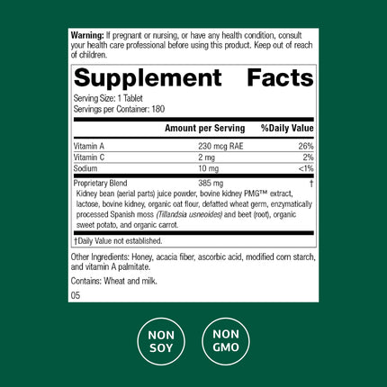 Standard Process Renafood - Kidney Support with Vitamin A, Non-Soy, 180 Tablets