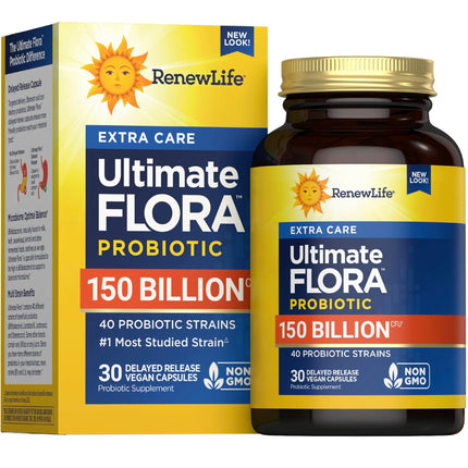Renew Life Ultimate Flora Adult Ultimate Care Probiotic – 150 Billion CFU, 30 Caps (Package May Vary)
