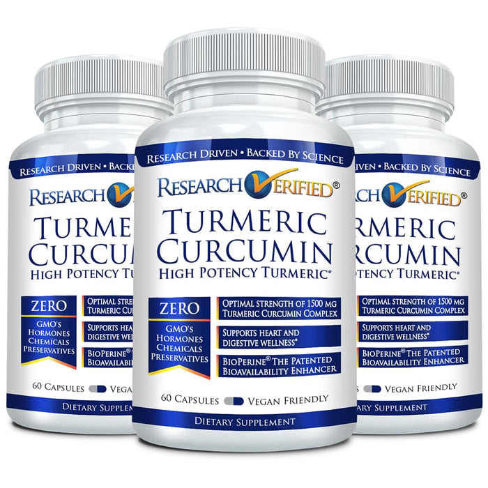Research Verified Turmeric Curcumin with BioPerine (C3) - Vegan - Made in USA - 180 Capsules