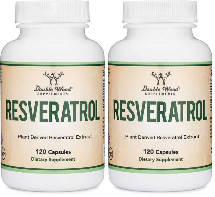 Resveratrol 500mg per Serving – 120 Capsules (Pack of 2) | Double Wood