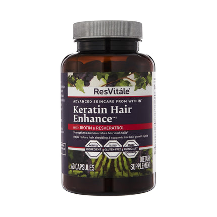 ResVitale Keratin Hair Enhance - Keratin + Biotin Hair Growth Supplement | 60 Capsules
