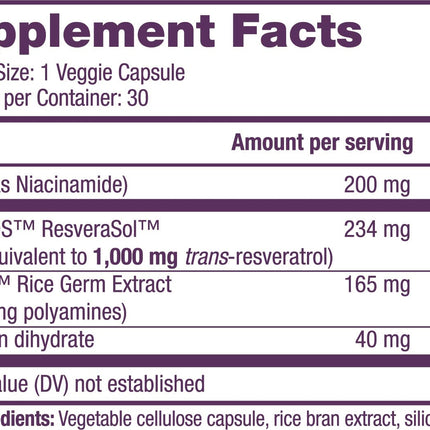 ResVitále Resveratrol + NAD & Miricell 1000 mg | Advanced Antioxidant Support | 30 Veggie Capsules