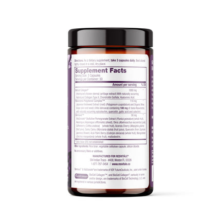 ResVitale Ultra Collagen Enhance - Skin Care Supplement with Resveratrol - 90 Veggie Capsules