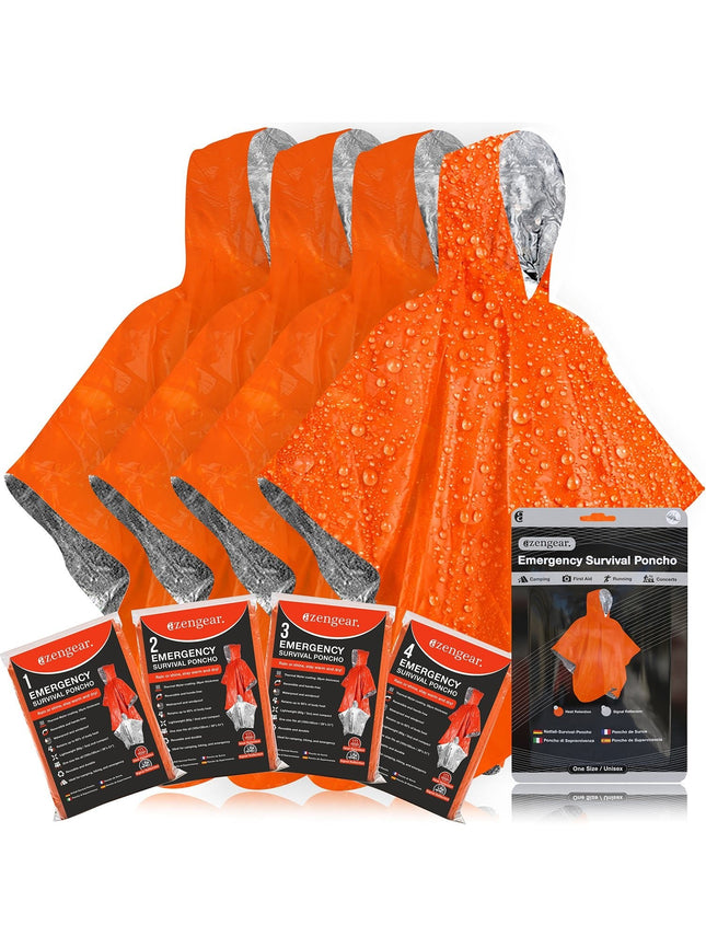 Reversible Emergency Survival Foil Poncho (4pc)