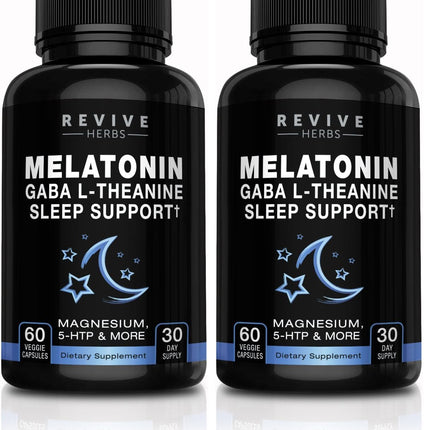 Revive Herbs Melatonin GABA L-Theanine – 60 Veggie Capsules (2-Pack)
