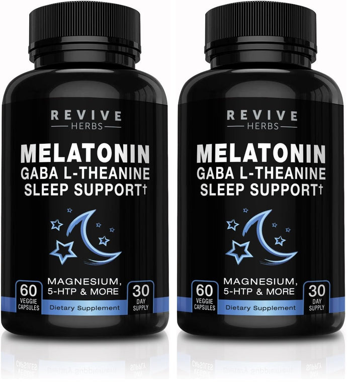 Revive Herbs Melatonin GABA L-Theanine – 60 Veggie Capsules (2-Pack)