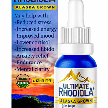 Ultimate Rhodiola® Alaska Grown, Alcohol Free, Certified Organic Rhodiola rosea Tincture, CO2 extracted, Reduce Stress, Improve Energy and Mood, Adaptogen, Nootropic, 3rd Party Tested