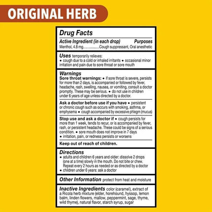 Ricola Sugar Free Herb with Stevia Drops 45g – Pack of 10 (Swiss)