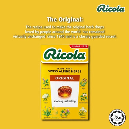 Ricola Sugar Free Herb with Stevia Drops 45g – Pack of 10 (Swiss)