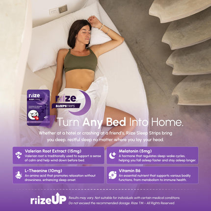 Riize Sleep Strips – Fast Acting Melatonin Sleep Aid, 30 Count (Vegan)
