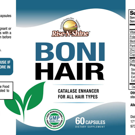 Rise-N-Shine BoniHair Catalase Supplement – 10,000 IU for Vibrant Hair | 60 Capsules