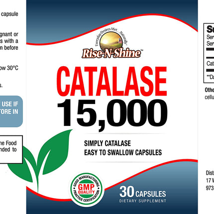 Rise-N-Shine Catalase Supplement 15,000 – Hair Health & Antioxidant Enzyme – 90 Capsules x 3 Bottles (90-Day Supply)