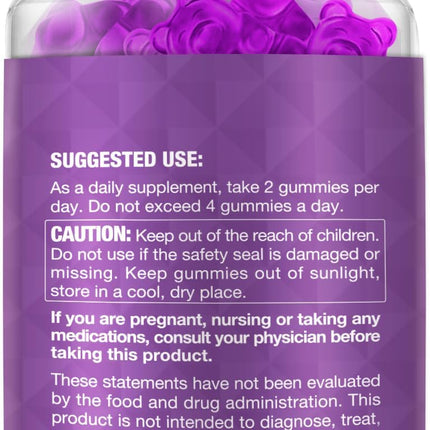 Riyuetian Sea Moss & Elderberry Gummies – Blueberry, 120 Count (Pack of 2) – Vegan