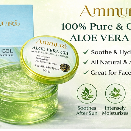 Organic Aloe Vera Gel 300g | Soothing, Hydration & After-Sun | Ammuri