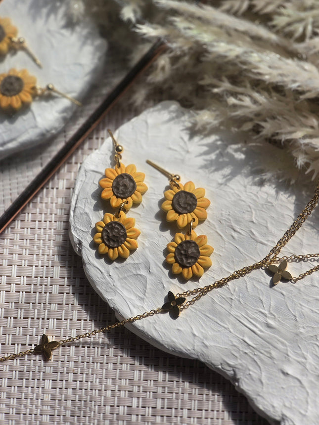 Sunflower dangles| Can be switched for silver and fish hooks