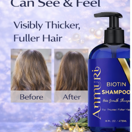Ammuri Biotin & Caffeine Shampoo 473ml | Fuller-Looking Hair & Scalp Care