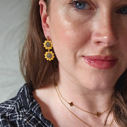 Sunflower dangles| Can be switched for silver and fish hooks