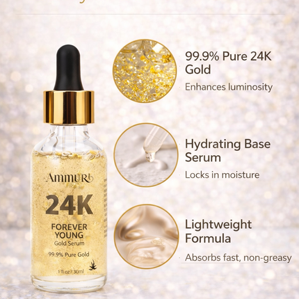 24K Gold Face Serum for Radiance & Anti-Ageing | Ammuri
