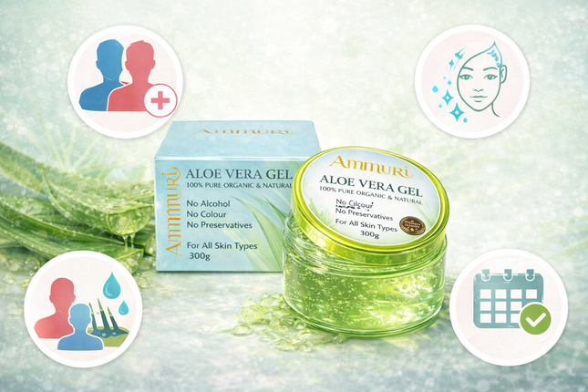 Organic Aloe Vera Gel for Soothing, Hydration & All Skin Types | Ammuri