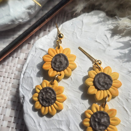 Sunflower dangles| Can be switched for silver and fish hooks