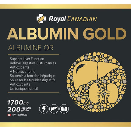 Royal Canadian Albumin Gold 1700mg | Liver Function | Kidney Function | Fatigue Recovery | Immune System (200 x 1700mg Capsules)