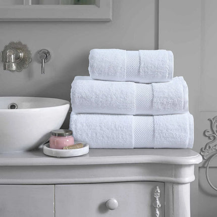Pack Of 3 | 100% Combed Cotton White Towels 600 GSM | Hand, Bath & Bath Sheet