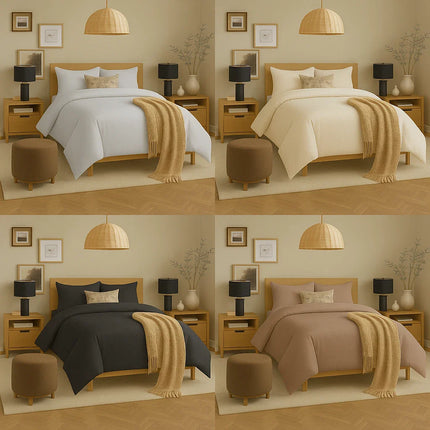 4 PIECE BEDDING SET COTTON DUVET COVER WITH FITTED SHEET 2 PILLOW CASE