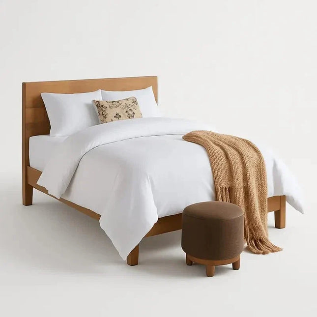 4 PIECE BEDDING SET COTTON DUVET COVER WITH FITTED SHEET 2 PILLOW CASE