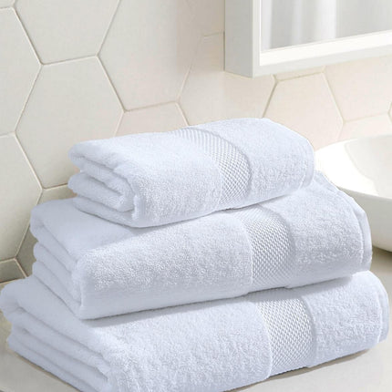 Pack Of 3 | 100% Combed Cotton White Towels 600 GSM | Hand, Bath & Bath Sheet
