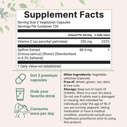 Micro Ingredients Saffron Extract | 240 Veggie Capsules | Mood & Vision