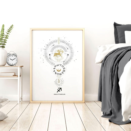 Sagittarius zodiac framed wall art print