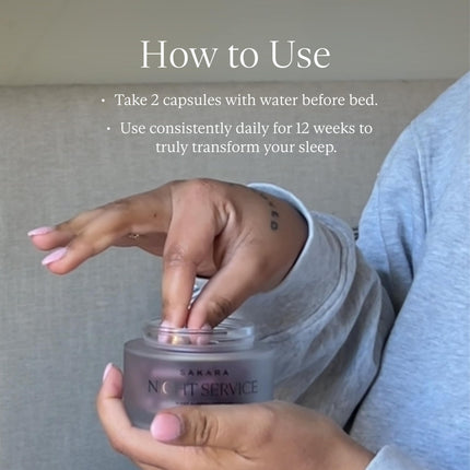 SAKARA Night Service Sleep Support – Magnesium Glycinate, NordicCherry™, 5-HTP | 60 Capsules