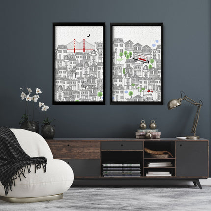 San Francisco print  | Set of 2 wall art travel posters