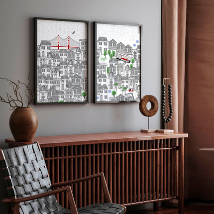 San Francisco print  | Set of 2 wall art travel posters