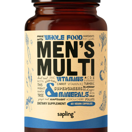 Multivitamin for Men | Daily Methylated B Complex, Whole Food Ingredients | Vegan & Non-GMO | 60 Caps