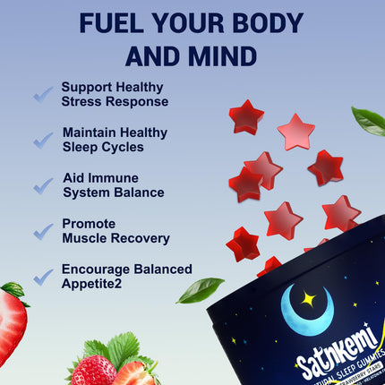 Satnkemi Sleep Gummies for Adults - Melatonin-Free Sleep Aid (Valerian, L-Theanine, Magnesium)