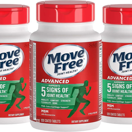 Schiff Move Free Advanced Plus 1500 mg MSM – 120 Coated Tablets, Pack of 3