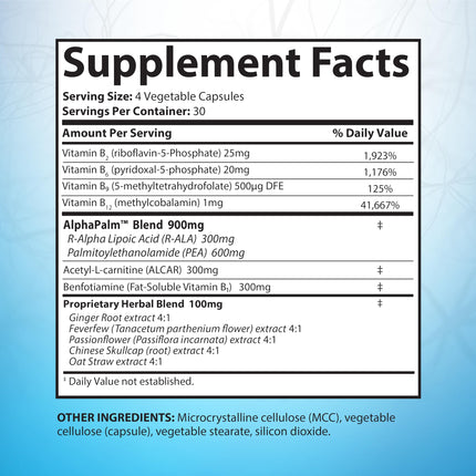 SciatiEase Sciatic Nerve Support – AlphaPalm, PEA & B-Complex, 120 Capsules