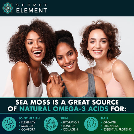 Secret Element Sea Moss Capsules – Irish Sea Moss with Burdock Root, Bladderwrack & Muira Puama for Immunity, Gut, and Energy (2 Pack)