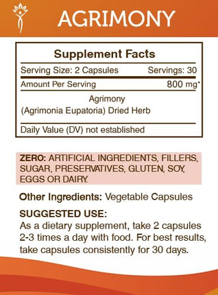 Secrets of the Tribe Agrimony 60 Capsules – 800 mg | Dried Herb