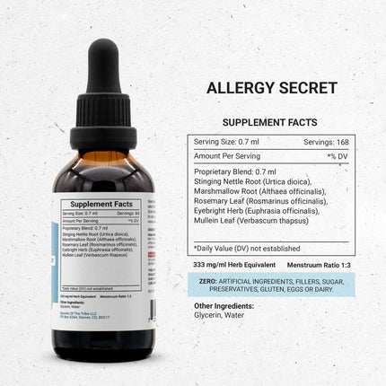 Secrets of the Tribe Allergy Secret - Alcohol-Free Herbal Extract (4 FL OZ)