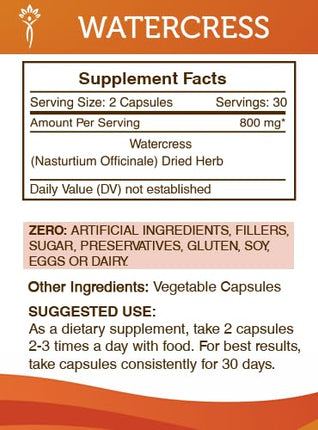 Secrets of the Tribe Watercress – 60 Capsules (800 mg) Pack of 2