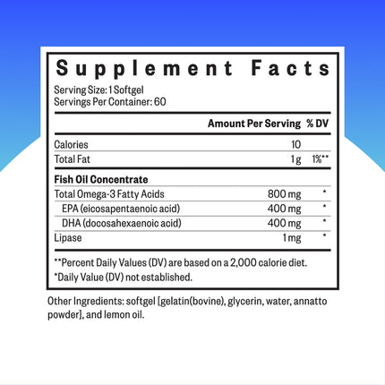Seeking Health Fish Oil 400mg EPA / 400mg DHA Norwegian Fish Oil Tested for Purity. 60 Softgels