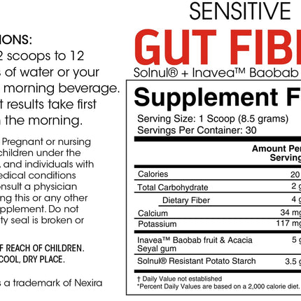 Silver Fern Sensitive Gut Fiber – 2 Tub Set (30 Scoops per Tub) with Galactomannan Guar Fiber, Baobab & Acacia